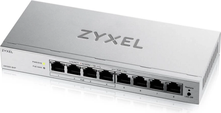 Zyxel GS1200-8HPv3 – 8θυρών gigabit PoE μεταγωγέας με διαχείριση μέσω web