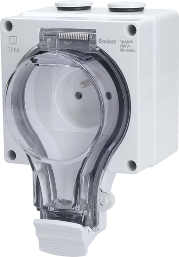 Solight εξωτερική πρίζα 230 V 16 A IP66 με διαφανές καπάκι