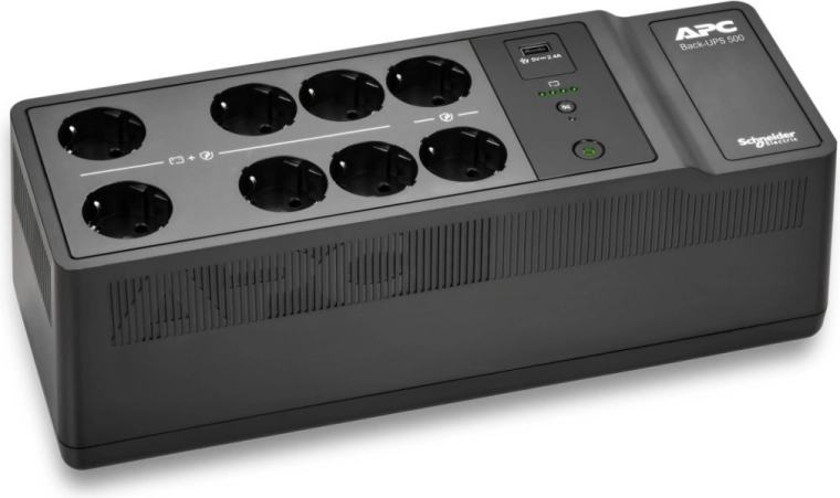 Εφεδρικό τροφοδοτικό APC Back‑UPS 500 VA, 8× Schuko, USB A+C