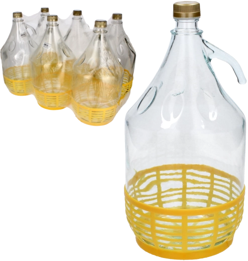 Γυάλινος νταμιτζάνας 5 l με βιδωτό πώμα και πλαστική λαβή