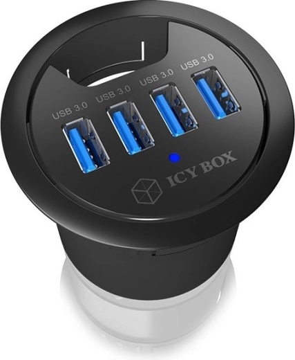 Επιτραπέζιο USB hub ICY BOX για διέλευση καλωδίων 60 mm, 4× USB 3.0