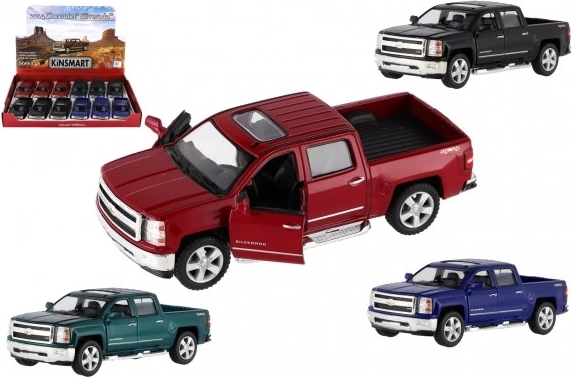 Μοντέλο αυτοκινητάκι Kinsmart Chevrolet Silverado 2014 με μεταλλικό αμάξωμα, 1:46, 13 cm, pull-back, 4 χρώματα