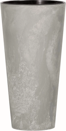 Γλάστρα Tubus Slim με εφέ μπετόν με ένθετο φύτευσης 40 cm γκρι