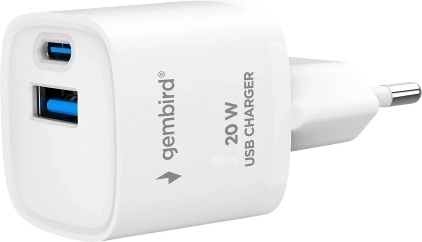 ταχυφορτιστής USB 20 W με δύο θύρες, λευκός