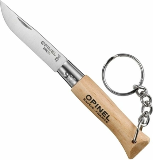 Opinel N°04 Inox πτυσσόμενο μαχαίρι τσέπης για κλειδιά, ξύλο οξιάς 5 cm