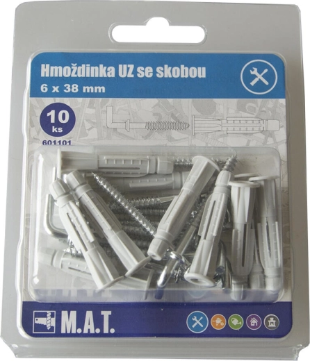 Κομποδετή ούπα με άγκιστρο 6×38 mm, λευκός ψευδάργυρος (10 τεμ.)