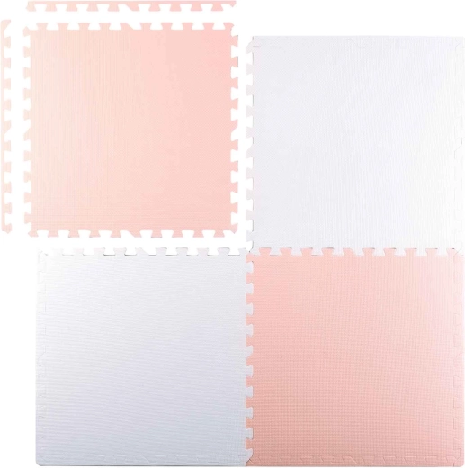 Ricokids αφρώδες παζλ χαλάκι 60 × 60 cm, 4 τεμ. (ροδακινί-λευκό)