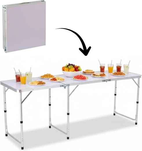 Πτυσσόμενο τουριστικό τραπέζι 180 × 60 cm, ρυθμιζόμενο καθ’ ύψος