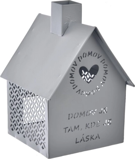 Μεταλλικό σπιτάκι Domov – κηροπήγιο για ρεσώ, γκρι 15 cm