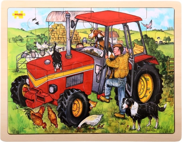 Ξύλινο παζλ τρακτέρ 24 κομματιών BIGJIGS TOYS