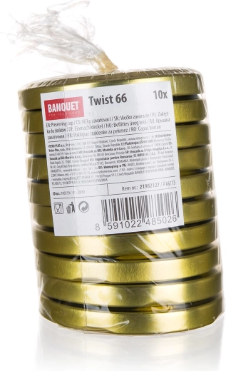 Καπάκια για κονσερβοποίηση Twist 66 mm χρυσά (10 τεμ.)