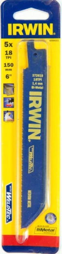 Λάμα σπαθόσεγας για μέταλλο 150 mm 18 TPI IRWIN (5 τεμ.)