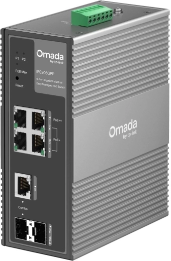 Βιομηχανικό switch IES206GPP Omada, 6× gigabit, 3× PoE+, 1× PoE, διαχείριση στο cloud