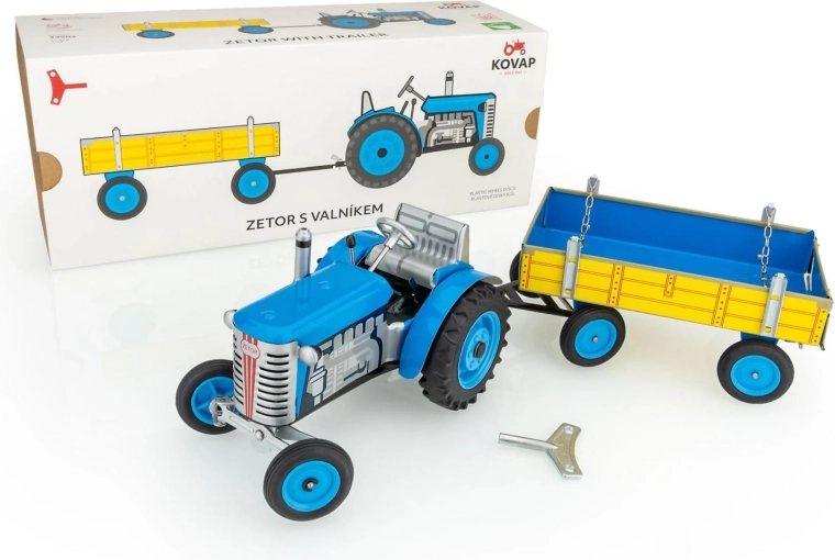 Τρακτέρ Zetor με καρότσα με κλειδί, μεταλλικό 28 cm KOVAP – Μπλε