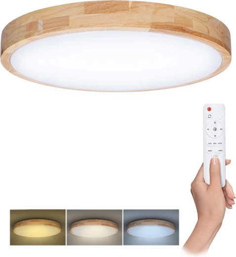 Solight LED φωτιστικό οροφής και τοίχου με τηλεχειριστήριο Solid Oak 60 W, 51 cm, ρυθμιζόμενης φωτεινότητας, CCT 3000–6500 K