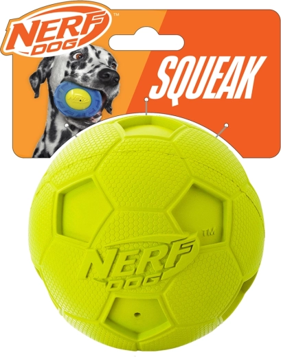 Nerf Dog ανθεκτική λαστιχένια σφυρίχτρα μπάλα ποδοσφαίρου για σκύλους 10 cm