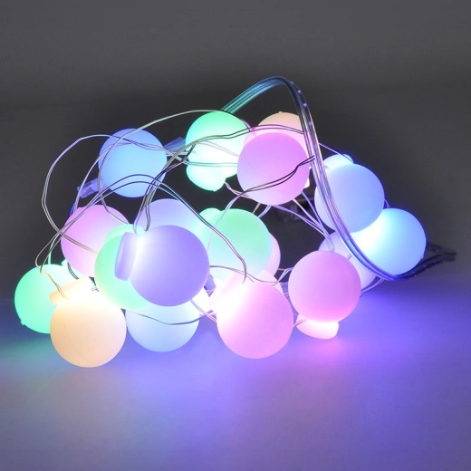 Solight LED χριστουγεννιάτικη γιρλάντα με χρωματιστές μπαλίτσες, 20 LED, 2 m, με μπαταρίες