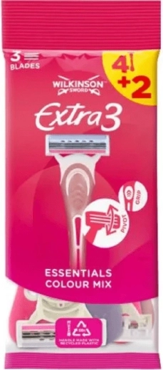 Wilkinson Extra3 Beauty γυναικείο ξυραφάκι μίας χρήσης 4+2 τεμ.