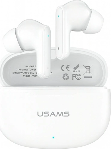 Ασύρματα ακουστικά TWS USAMS E05 Bluetooth 6.0 λευκά