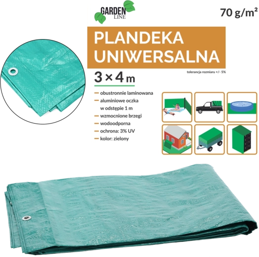 Πράσινος μουσαμάς 3 × 4 m, 70 g/m², UV 3 %