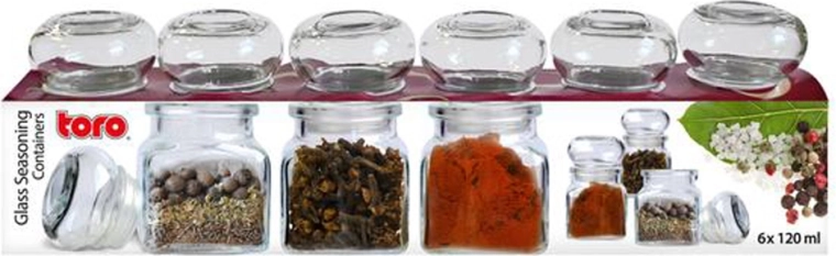 Γυάλινα βάζα μπαχαρικών TORO 120 ml, σετ 6 τεμ.