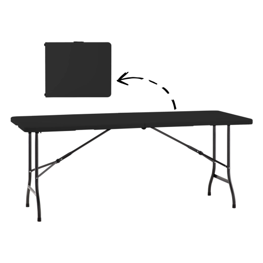 Πτυσσόμενο τουριστικό και catering τραπέζι 180 × 70 × 74 cm μαύρο