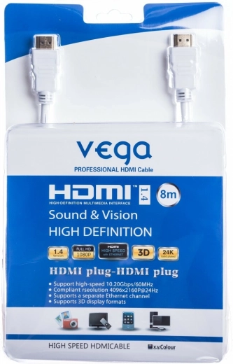 Vega καλώδιο HDMI 8 m λευκό