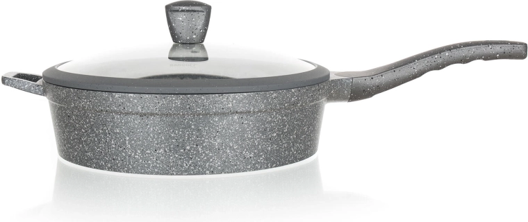 Βαθύ τηγάνι 28 cm με αντικολλητική επιφάνεια Granite Grey με γυάλινο καπάκι