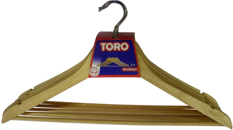 Ξύλινες κρεμάστρες για ρούχα TORO, σετ 6 τεμ.