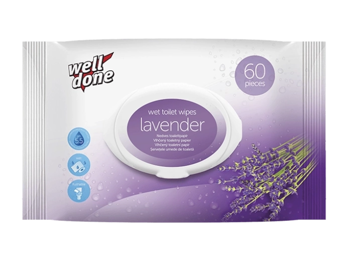 Well Done Lavender υγρά χαρτομάντιλα τουαλέτας 60 τεμάχια
