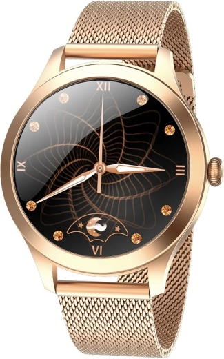 Smartwatch Fit FW42 χρυσό γυναικείο έξυπνο ρολόι με μεταλλικό μιλανέζικο μπρασελέ