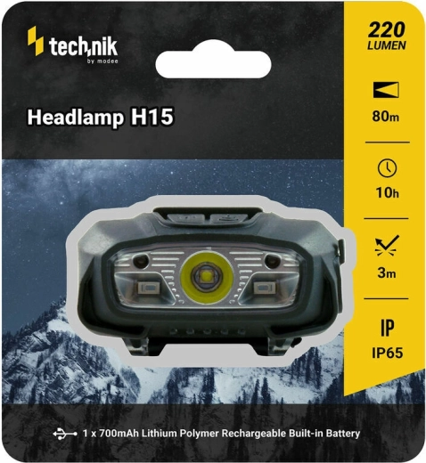 Technik MT-H15 φακός κεφαλής με λαστιχένια επίστρωση και κόκκινο φως