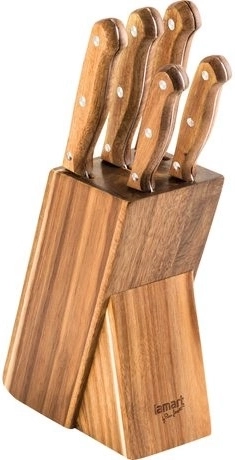 Σετ 5 μαχαιριών κουζίνας σε ξύλινο μπλοκ Wood