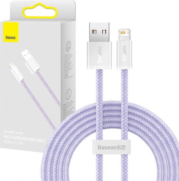 Baseus Dynamic πλεκτό καλώδιο USB–Lightning 2 m, 2,4 A, μωβ