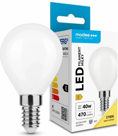 Λάμπα LED Modee Filament Milky Globe Mini G45 4 W E14 θερμό λευκό