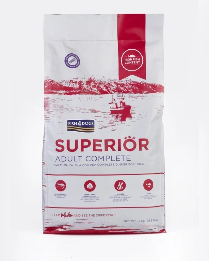 Fish4Dogs Superior ξηρά τροφή (κροκέτες) για ενήλικους σκύλους με σολομό και πατάτες 12 kg