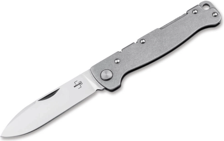 Böker Plus Atlas Drop Point πτυσσόμενο μαχαίρι τσέπης 7,1 cm, σατινέ, ατσάλι Stonewash