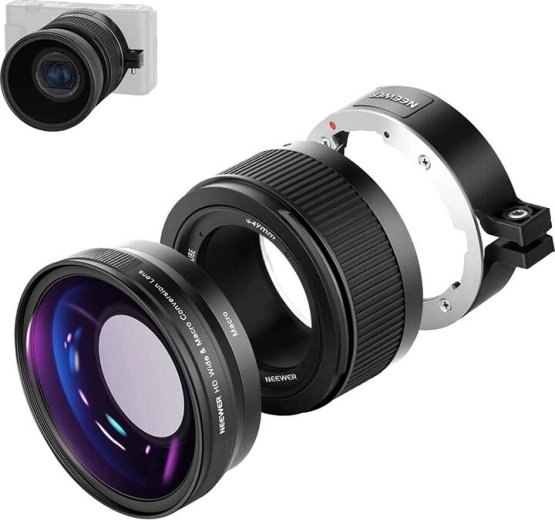 Ευρυγώνιος και macro φακός Neewer 2 σε 1 για SONY ZV1 (μαύρο)