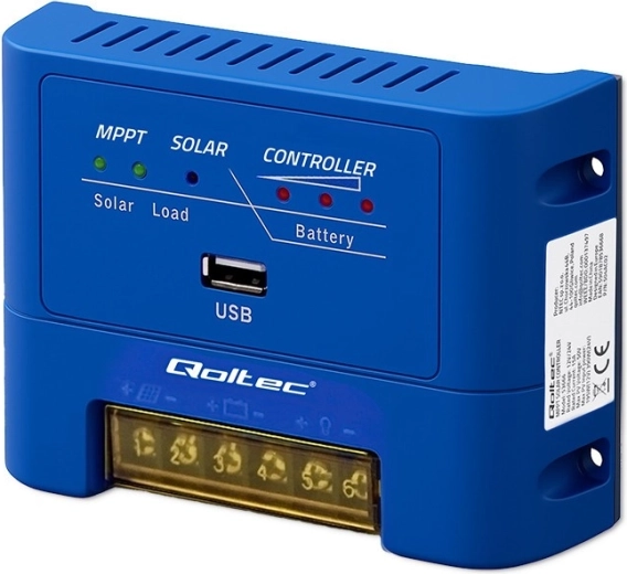 Ηλιακός ρυθμιστής φόρτισης MPPT Qoltec 15 A για 12/24 V, LiFePO4