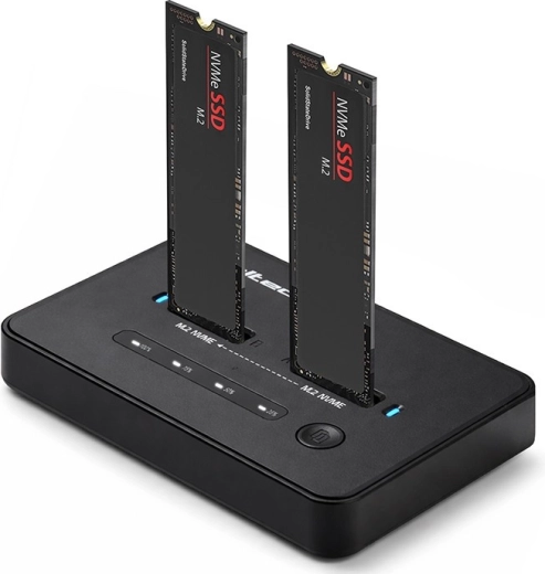 Σταθμός σύνδεσης Qoltec για SSD M.2 NVMe/SATA με USB‑C και offline κλωνοποίηση