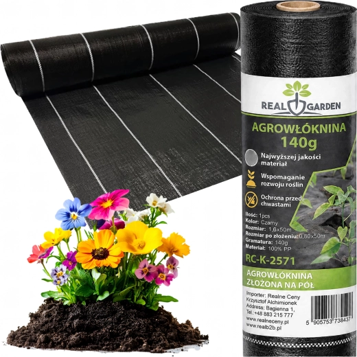 Μαύρο UV αγροΰφασμα κατά των ζιζανίων 140 g/m² 1,6 × 50 m