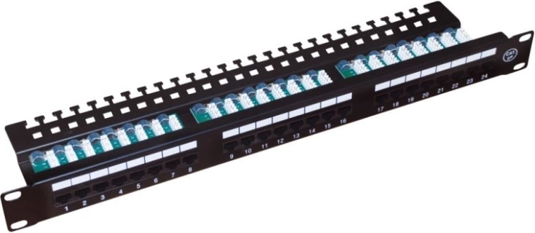 Patch panel UTP Cat 5e, 24 θύρες, LSA, 1U με ράφι