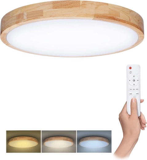 Solight LED φωτιστικό οροφής και τοίχου Solid Oak με τηλεχειριστήριο 48 W 39 cm με δυνατότητα dimming CCT
