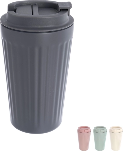 Θερμική ταξιδιωτική κούπα 500 ml με καπάκι (ανοξείδωτο/πλαστικό), μίξη χρωμάτων