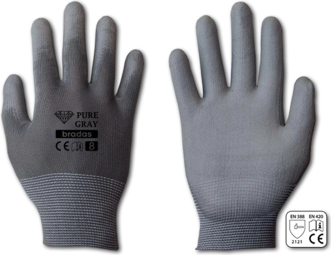 Προστατευτικά γάντια Pure Gray PU μέγεθος 10 (XL)