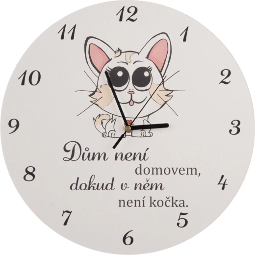 Ξύλινο ρολόι τοίχου Cat home λευκό 34 cm