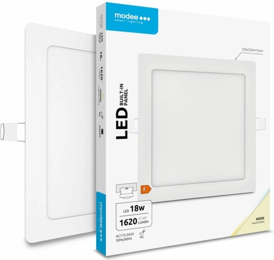Modee Lighting LED χωνευτό τετράγωνο πάνελ 18 W, ουδέτερο λευκό, 1620 lm