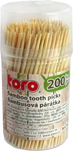 Μπαμπού οδοντογλυφίδα Toro με δοχείο 200 τεμ.