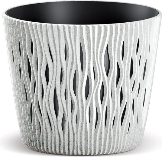 Γλάστρα Sandy Round Eco Wood 15,8 cm – λευκή