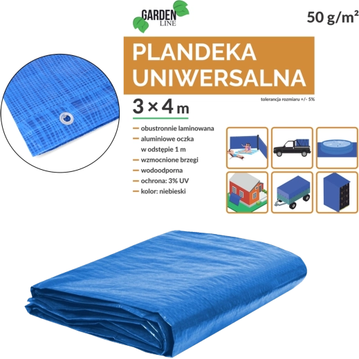 Καθολικός μπλε μουσαμάς 3 × 4 m, 50 g/m², UV 3%